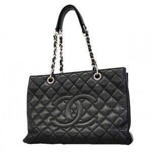 Chanel Tote Bag/Chain Tote, Matelassé Caviar Leather, Black, Women's